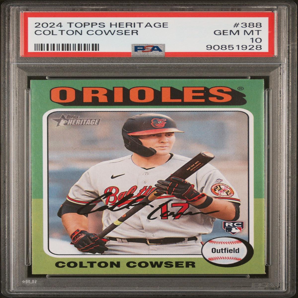 Graded 2024 Topps Heritage Colton Cowser #388 Rookie RC Baseball Card PSA 10 Gem Mint