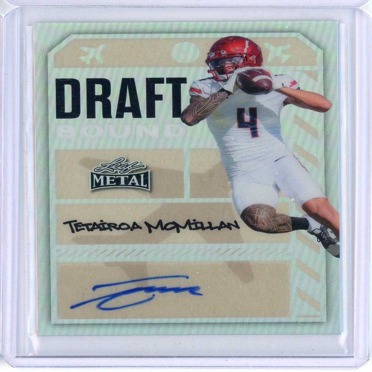 2025 Leaf Metal Tetairoa McMillan #DBATM1 Draft Bound Silver /63 Rookie RC Football Card
