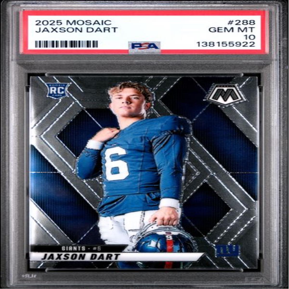 Graded 2025 Panini Mosaic Jaxson Dart #288 Rookie RC Football Card PSA 10 Gem Mint