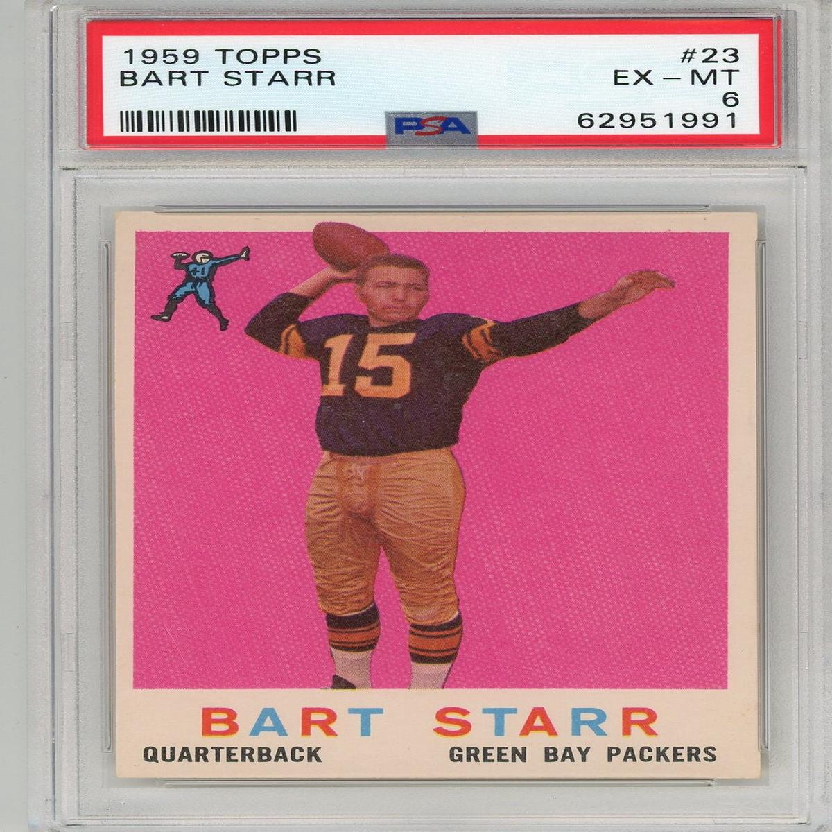 Graded 1959 Topps Bart Starr #23 Football Card PSA 6 EX-MT