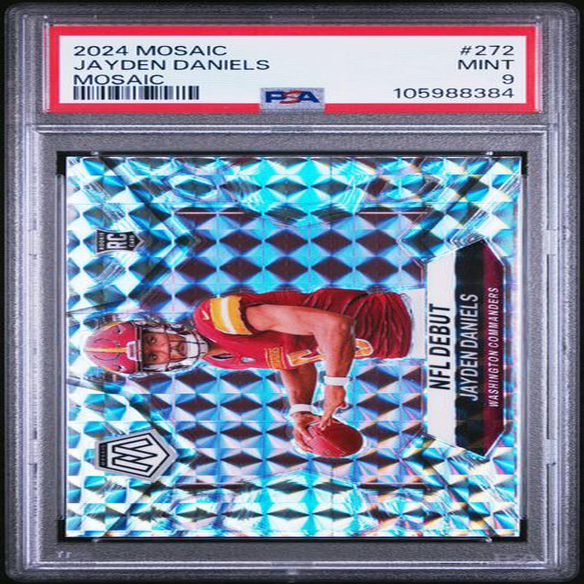 Graded 2024 Panini Mosaic Silver Mosaic Jayden Daniels #272 Rookie RC Football Card PSA 9 Mint