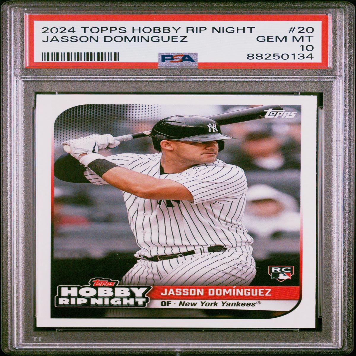 Graded 2024 Topps Hobby Rip Night Jasson Dominguez #20 Rookie RC Baseball Card PSA 10 Gem Mint