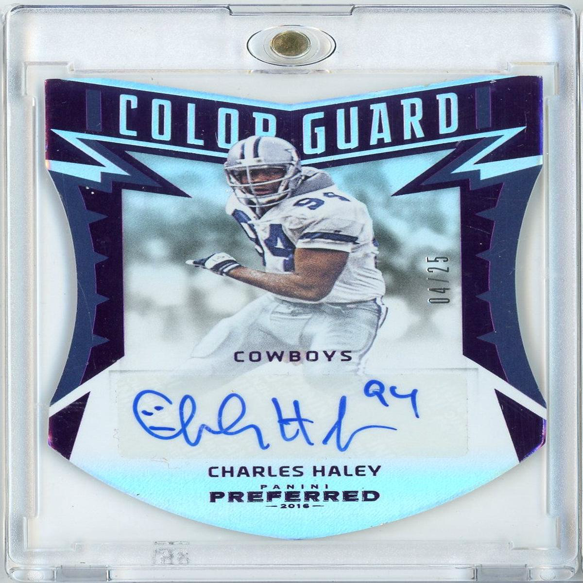 2016 Panini Preferred Football Color Guard Purple Charles Haley #222 /25 Auto Football Card