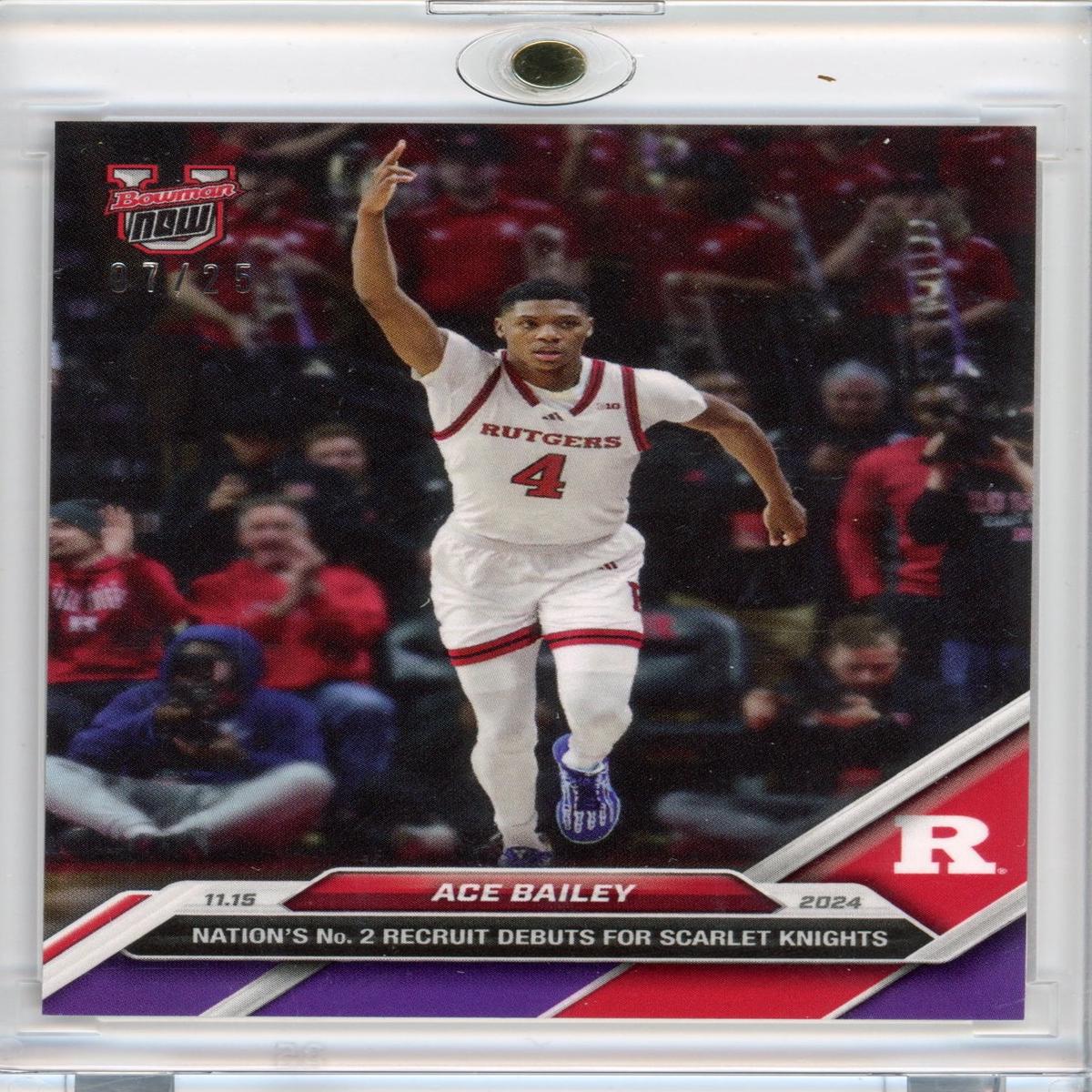2024 Topps Bowman U Now Ace Bailey #12 Purple #/25 Rutgers Scarlet Knights Rookie RC Basketball Card