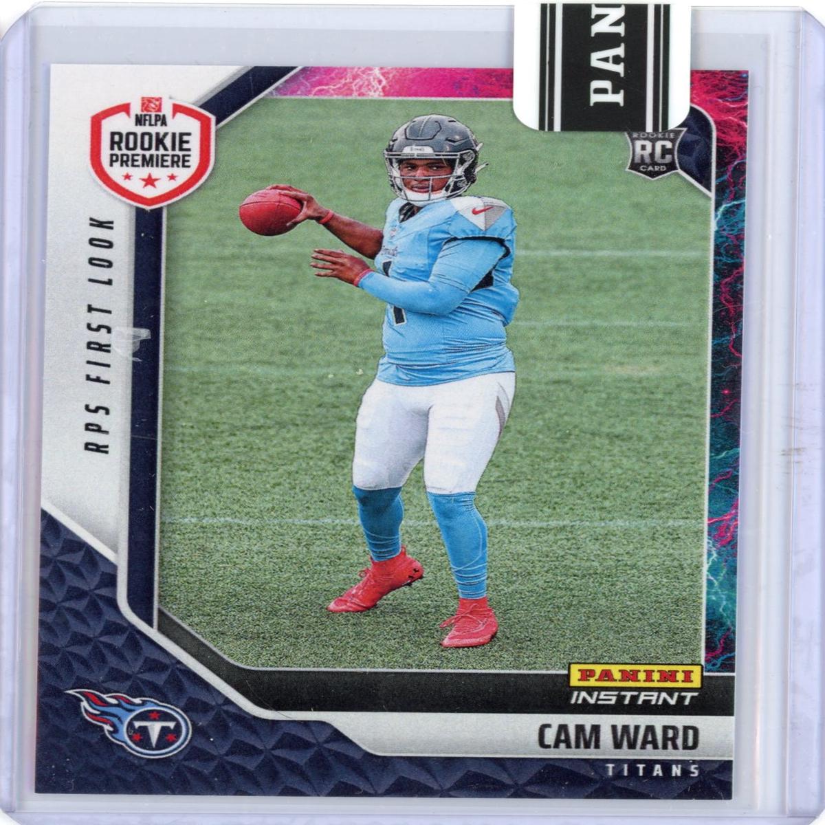 2025 Panini Instant NFL Cam Ward #4 RPS First Look Lightning /5 Tennessee Titans Rookie RC Football Card