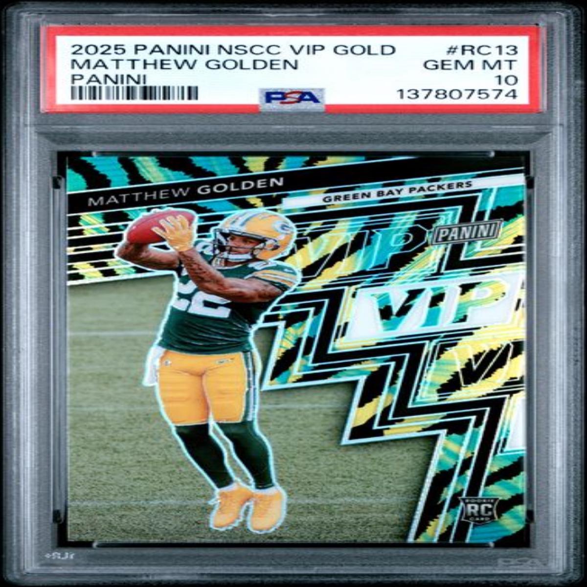 Graded 2025 Panini NSCC VIP Gold Matthew Golden #RC13 Panini Rookie RC Football Card PSA 10 Gem Mint