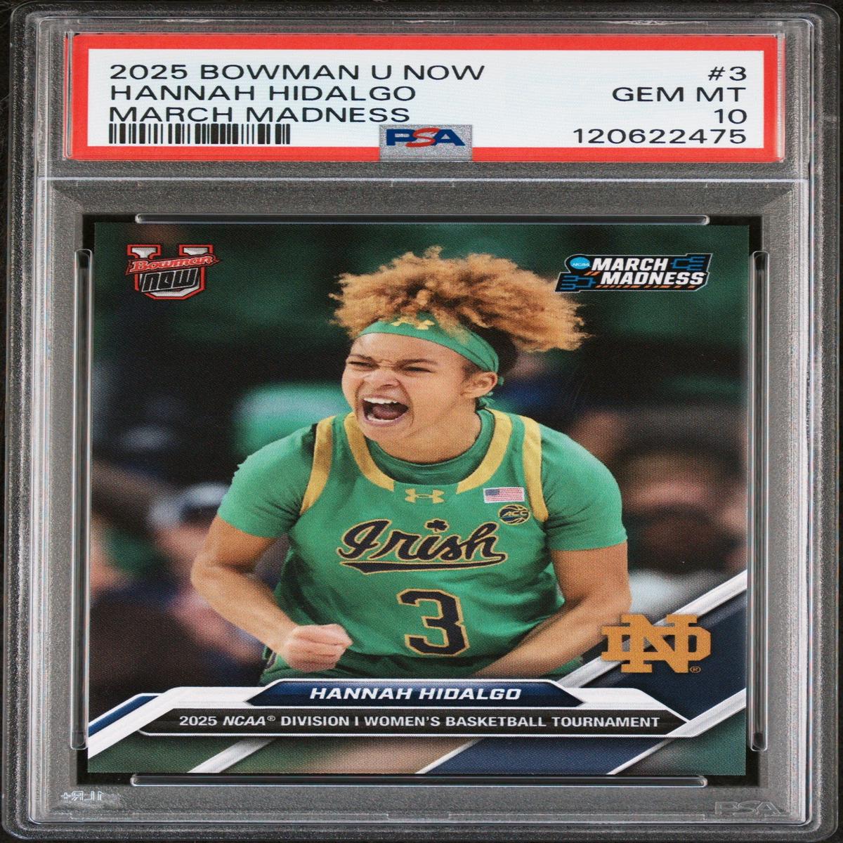 Graded 2025 Topps Bowman U Now Hannah Hidalgo #3 March Madness Rookie RC Basketball Card PSA 10 Gem Mint