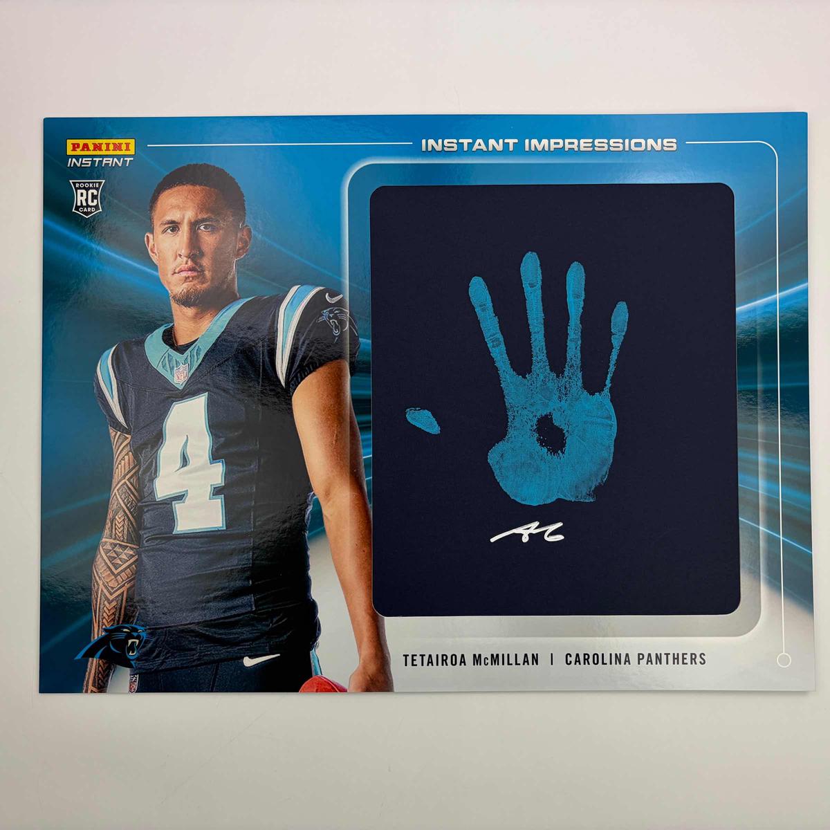 2025 Panini Instant Impressions Tetairoa McMillan #II-13 18x24 Hand Print Autographed Auto /10 Carolina Panthers Rookie RC Oversized Football Card