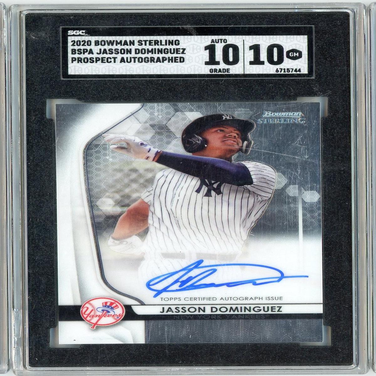 Graded 2020 Bowman Sterling Jasson Dominguez #BSPA-JD Prospect Autograph Rookie RC Baseball Card SGC 10 Gem Mint