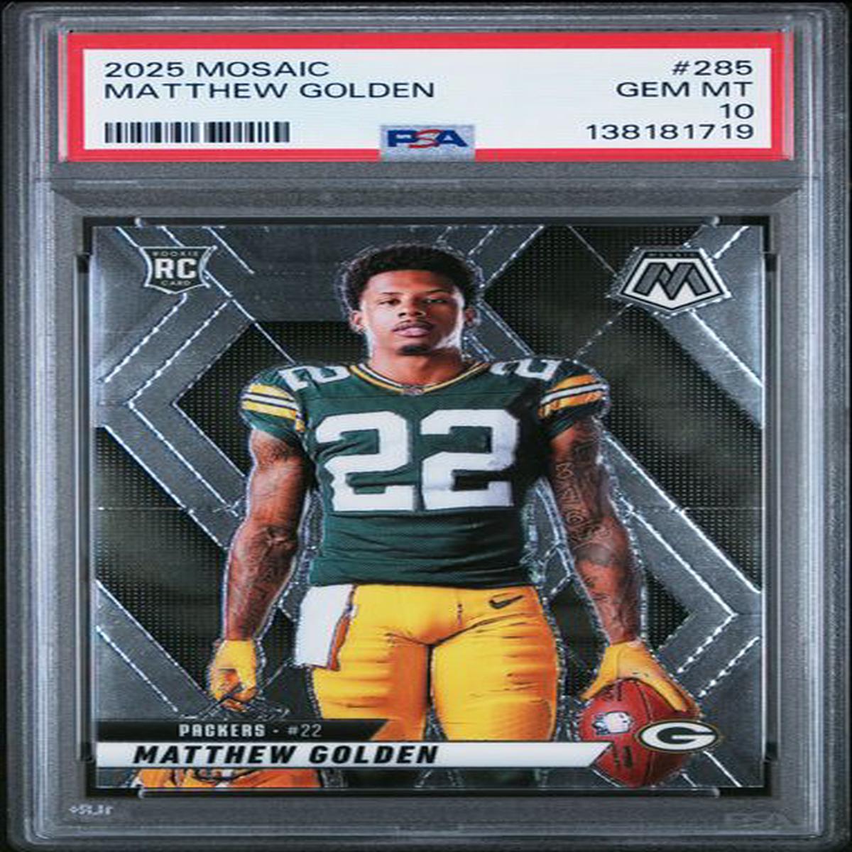 Graded 2025 Panini Mosaic Matthew Golden #285 Rookie RC Football Card PSA 10 Gem Mint