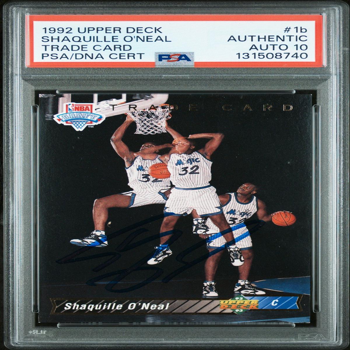 Graded 1992-93 Upper Deck Shaquille O'Neal #1b Rookie RC Basketball Card PSA 10 Auto Grade Gem Mint