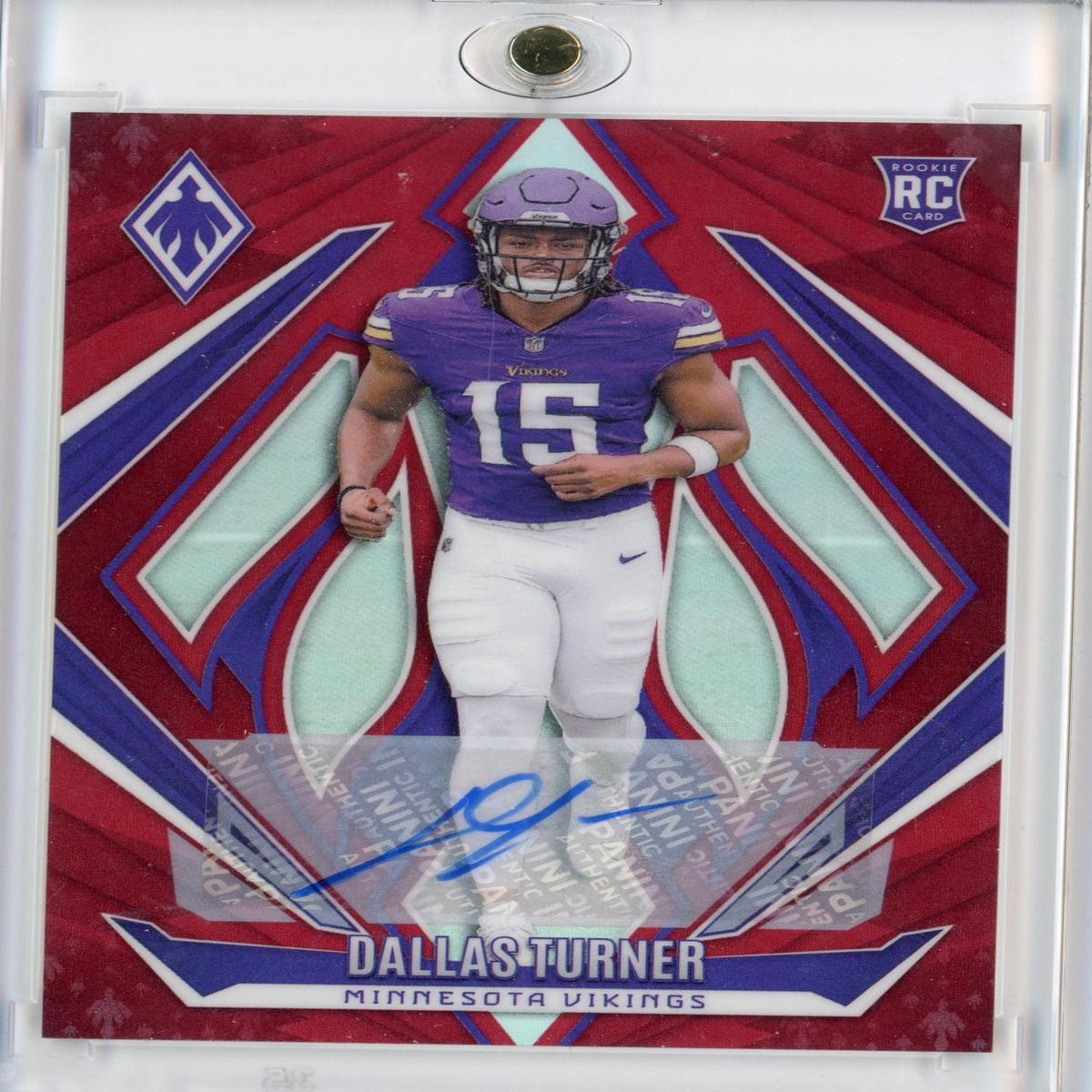 2024 Panini Phoenix Dallas Turner #174 Red Autograph /99 Rookie RC Football Card