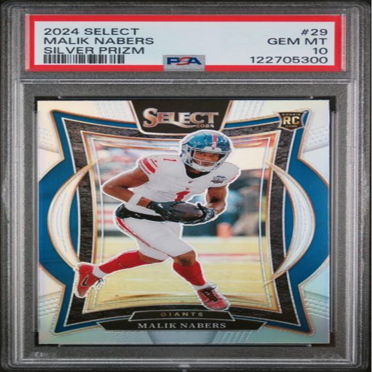 Graded 2024 Panini Select Malik Nabers #29 Silver Rookie RC Football Card PSA 10 Gem Mint