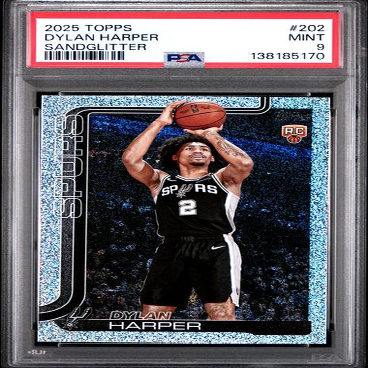 Graded 2025 Topps Dylan Harper #202 Sandglitter Rookie RC Basketball Card PSA 9 Mint