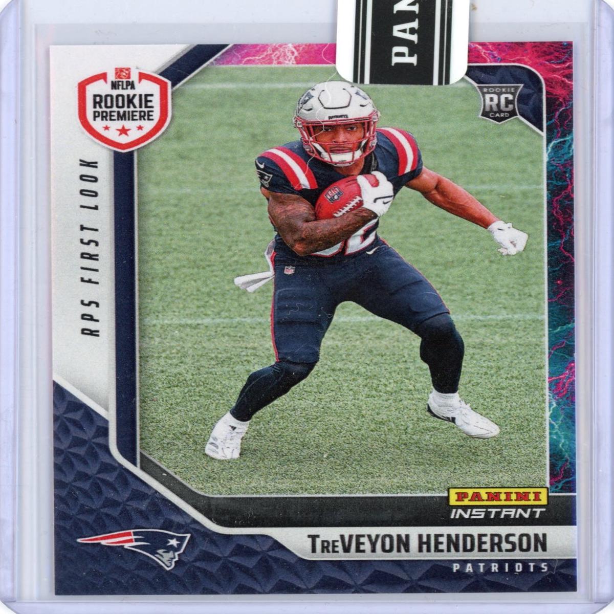 2025 Panini Instant NFL TreVeyon Henderson #37 RPS First Look Lightning /5 New England Patriots Rookie RC Football Card