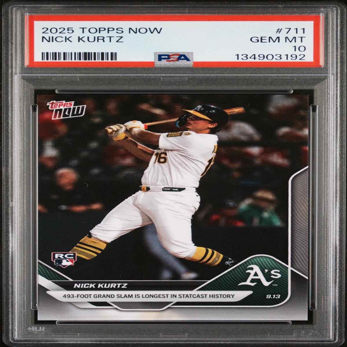 Graded 2025 Topps Now Nick Kurtz #711 Rookie RC Baseball Card PSA 10 Gem Mint