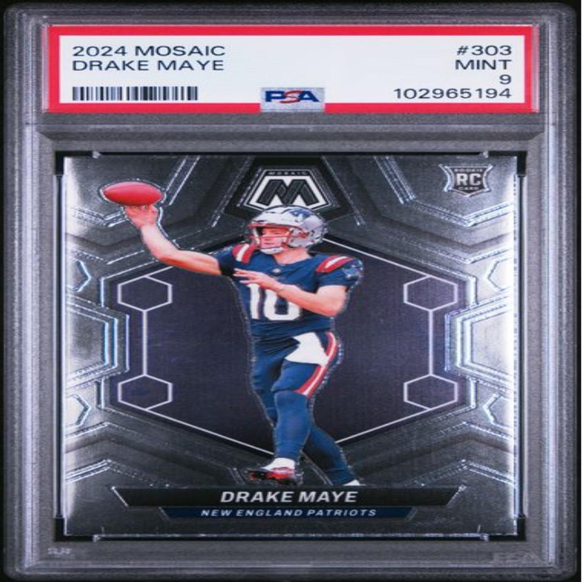 Graded 2024 Panini Mosaic Drake Maye #303 Rookie RC Football Card PSA 9 Mint
