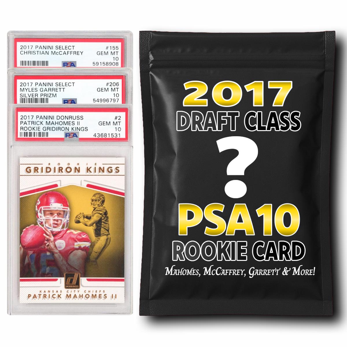 PSA 10 Graded 2017 NFL Rookie Card Mystery Pack (Mahomes, McCaffrey, Garrett, Watt & More!)
