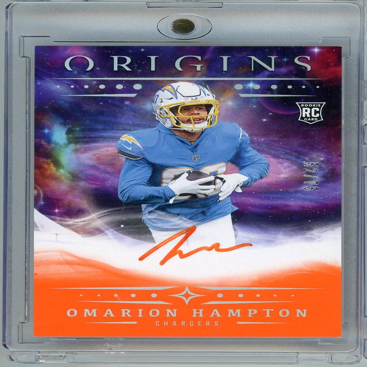 2025 Panini Origins Omarion Hampton #RAOHA /75 Orange Auto Rookie RC Football Card