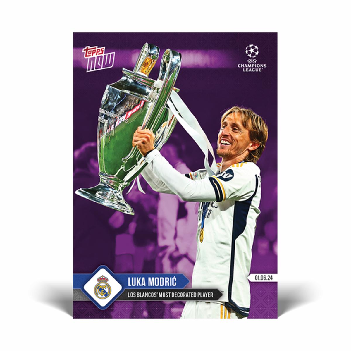 2024 Topps Now Luka Modric #136 Purple #/99 Soccer Card