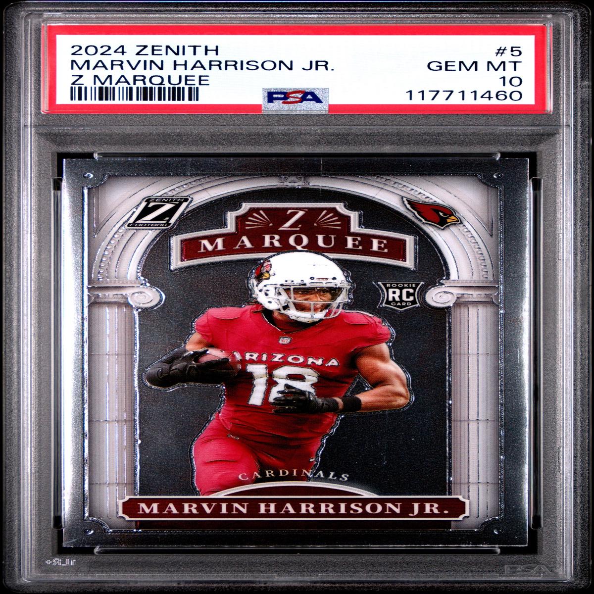 Graded 2024 Panini Zenith Marvin Harrison Jr #5 Z Marquee Rookie RC Football Card PSA 10 Gem Mint