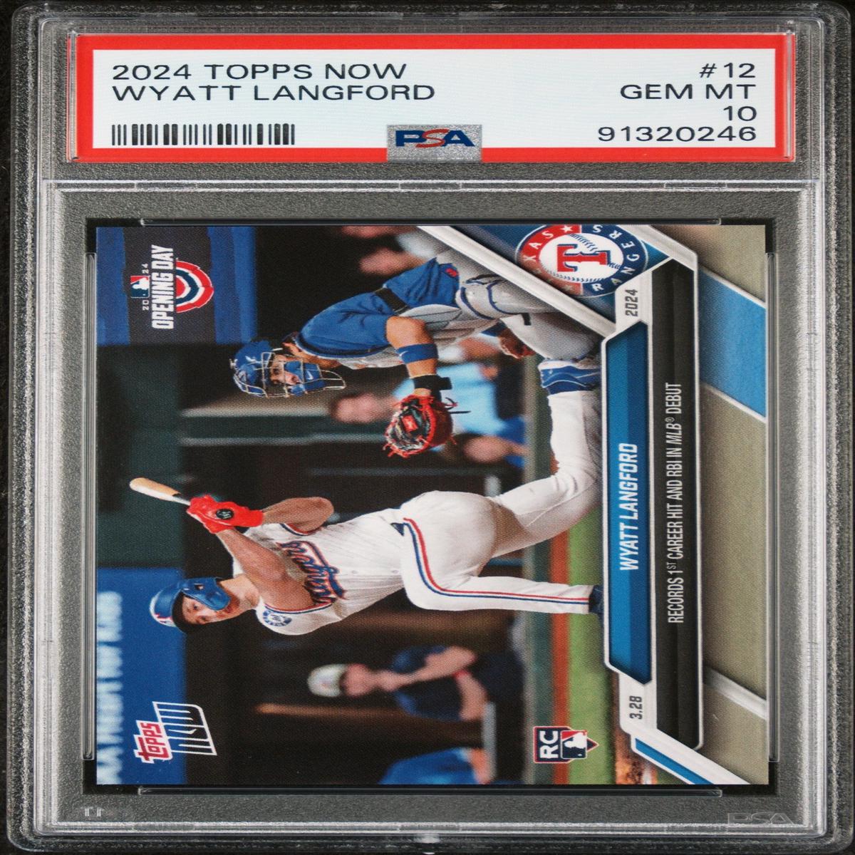 Graded 2024 Topps Now Wyatt Langford #12 Rookie RC Baseball Card PSA 10 Gem Mint
