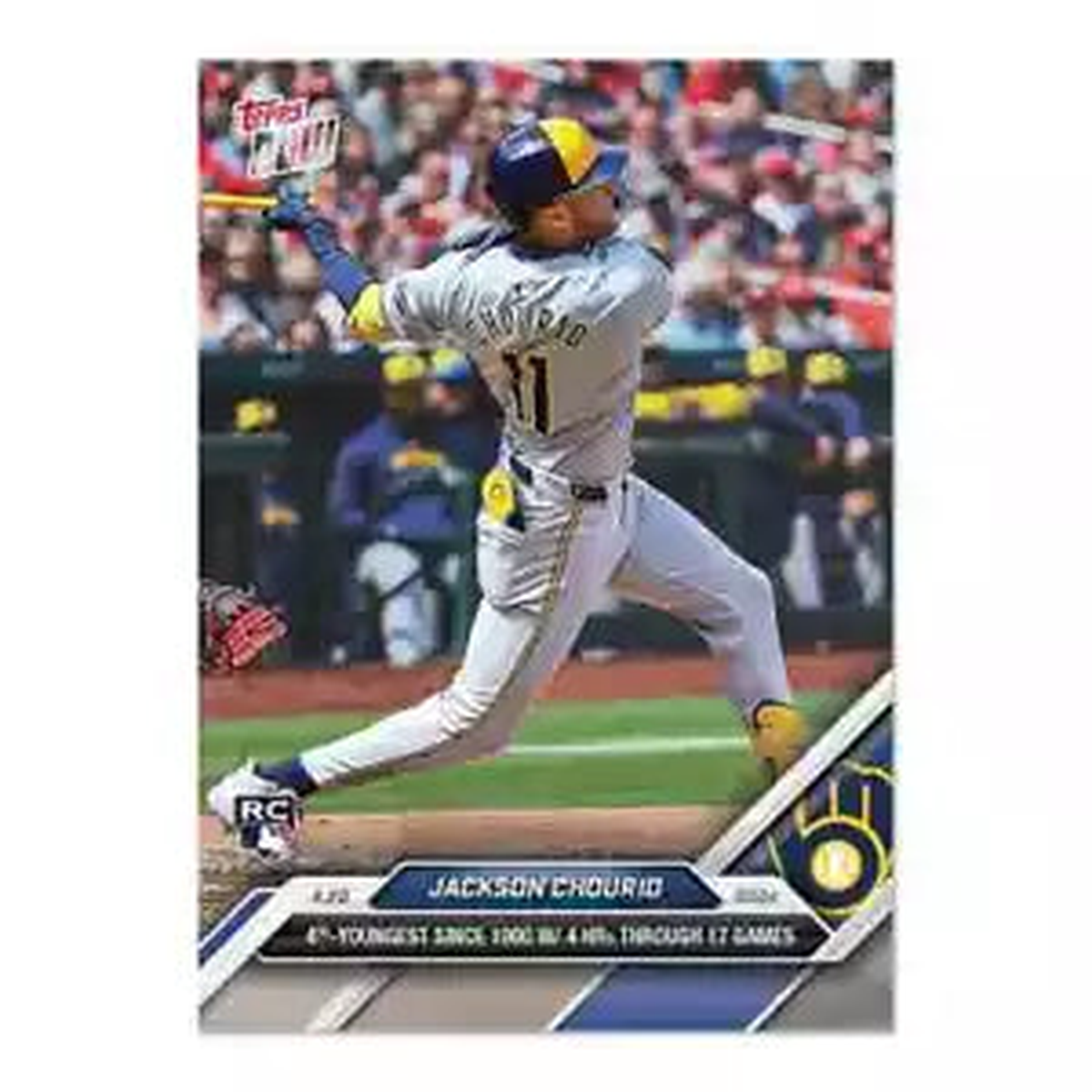 2024 Topps Now Jackson Chourio #104 Rookie RC Baseball Card
