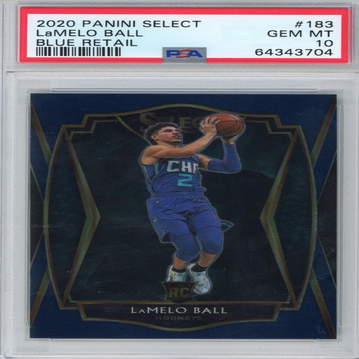 Graded 2020-21 Panini Select LaMelo Ball #183 Blue Retail Premier Level Rookie RC Basketball Card PSA 10 Gem Mint