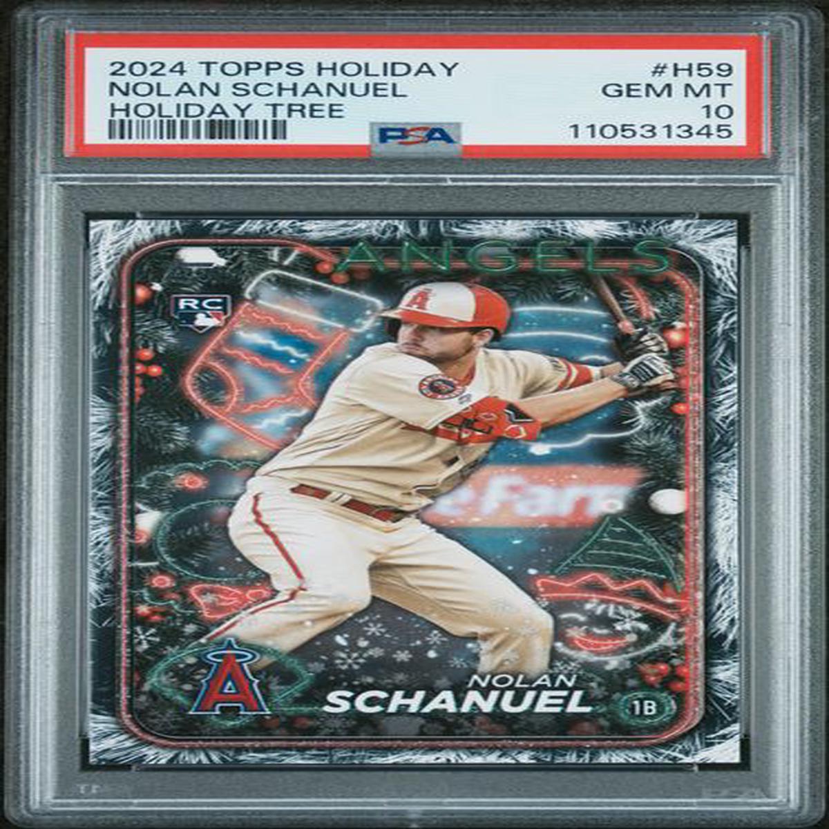 Graded 2024 Topps Holiday Nolan Schanuel #H59 Holiday Tree Rookie RC Baseball Card PSA 10 Gem Mint