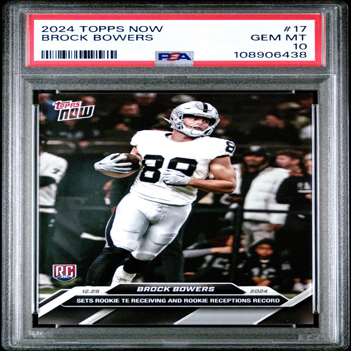 Graded 2024 Topps Now Brock Bowers #17 Rookie RC Football Card PSA 10 Gem Mint