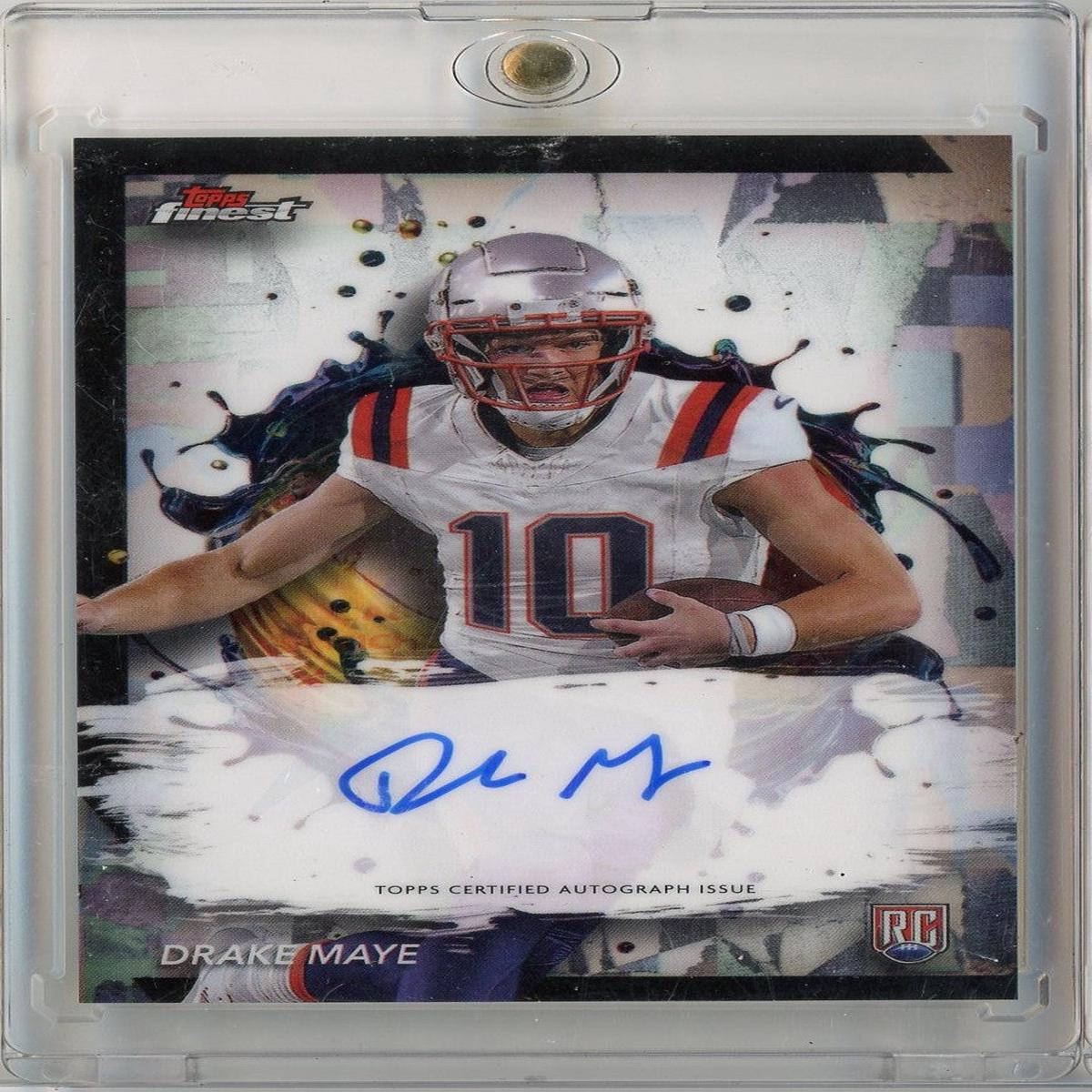 2024 Topps Finest Drake Maye #RFA-DM Auto New England Patriots Rookie RC Football Card