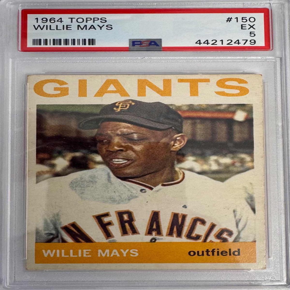 Graded 1964 Topps Willie Mays #150 Baseball Card PSA 5 Excellent
