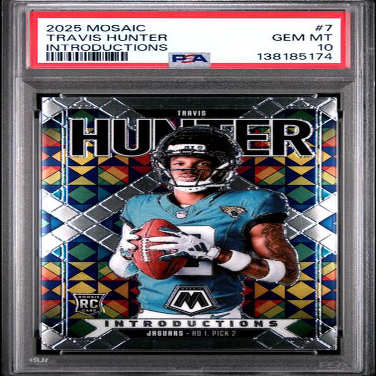 Graded 2025 Panini Mosaic Travis Hunter #7 Introductions Rookie RC Football Card PSA 10 Gem Mint