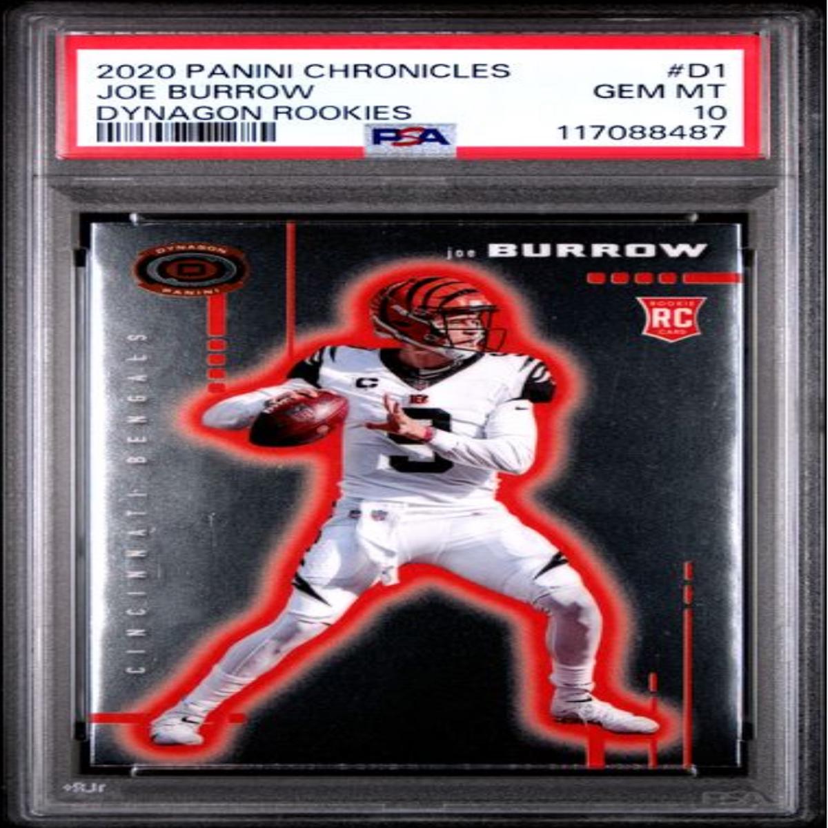 Graded 2020 Panini Chronicles Joe Burrow #D1 Dynagon Rookies Rookie RC Football Card PSA 10 Gem Mint