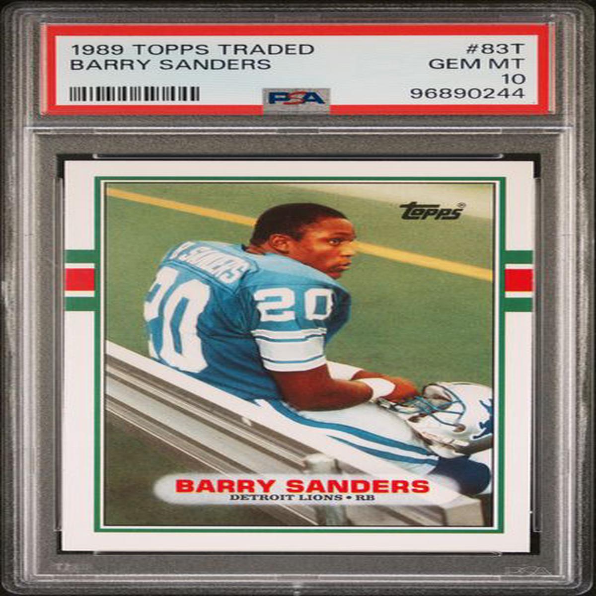 Graded 1989 Topps Traded Barry Sanders #83T Rookie RC Football Card PSA 10 Gem Mint
