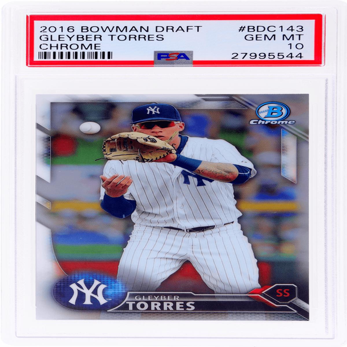 Graded 2016 Topps Bowman Draft Gleyber Torres #BDC143 Chrome Rookie RC Baseball Card PSA 10 Gem Mint