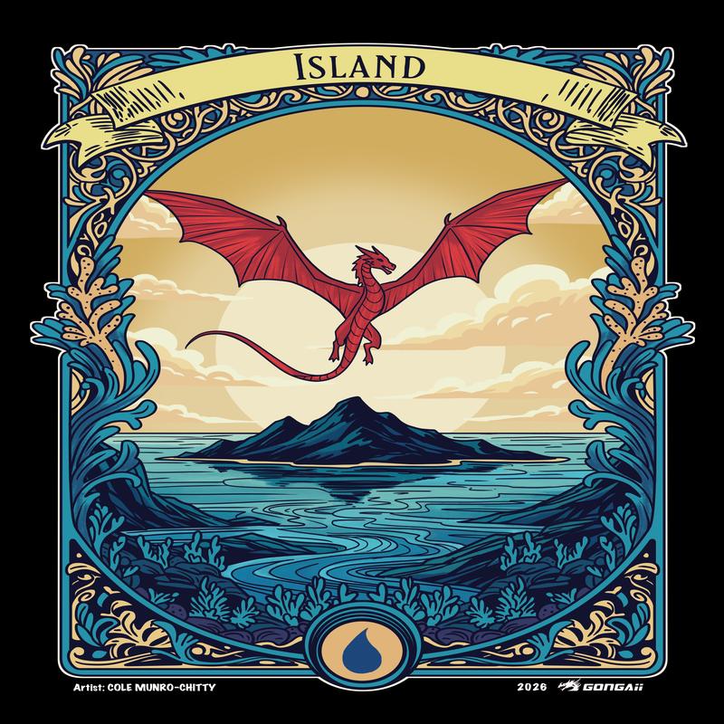 2026 Custom Lands (Set of 5) - 5 x Island (5 cards total)
