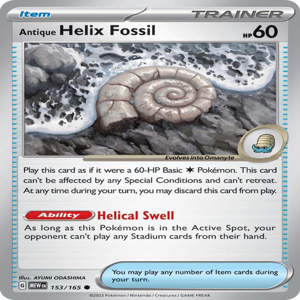 Antique Helix Fossil 153/165 - Common - Reverse Holo - Espaol