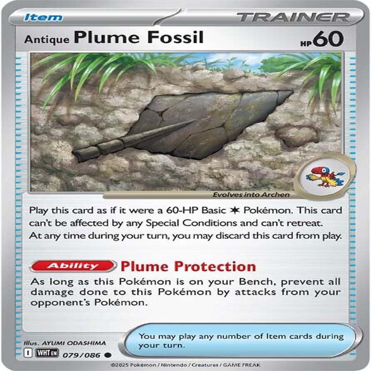 Antique Plume Fossil 079/086 - Common - Reverse Holo