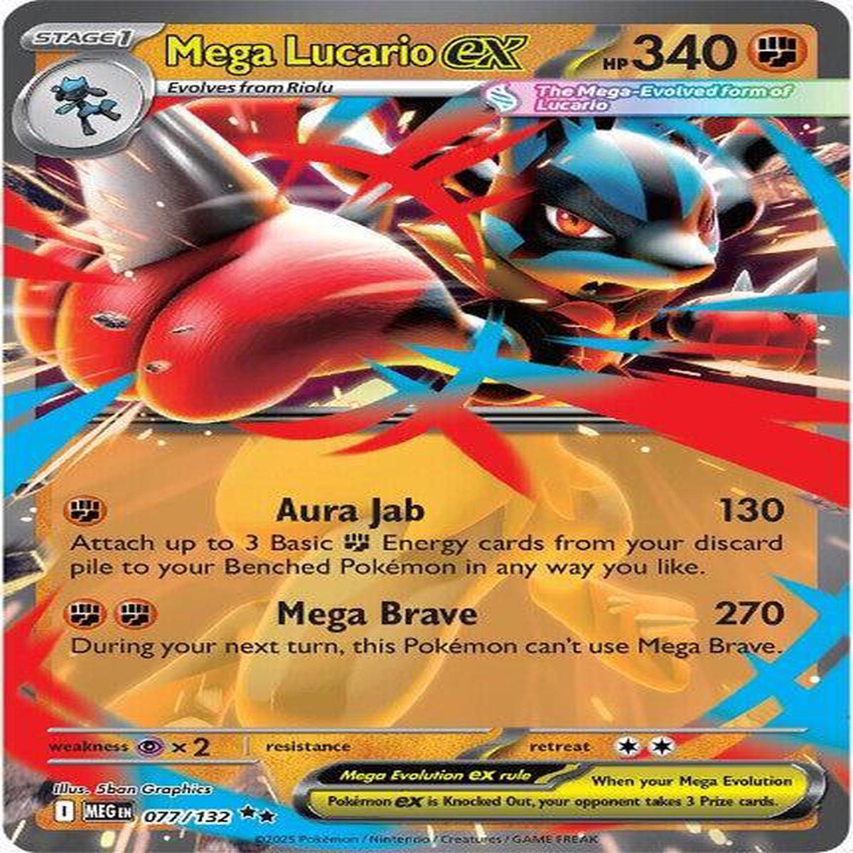 Mega Lucario ex 077/132 - Double Rare