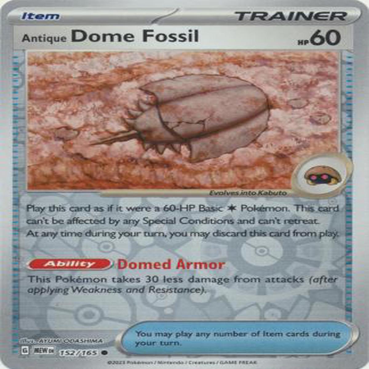 Antique Dome Fossil 152/165 - Common - Reverse Holo