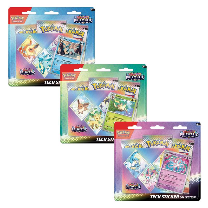 Pokmon TCG: Scarlet & Violet 8.5  Prismatic Evolutions - Tech Sticker Collection- Assorted Display