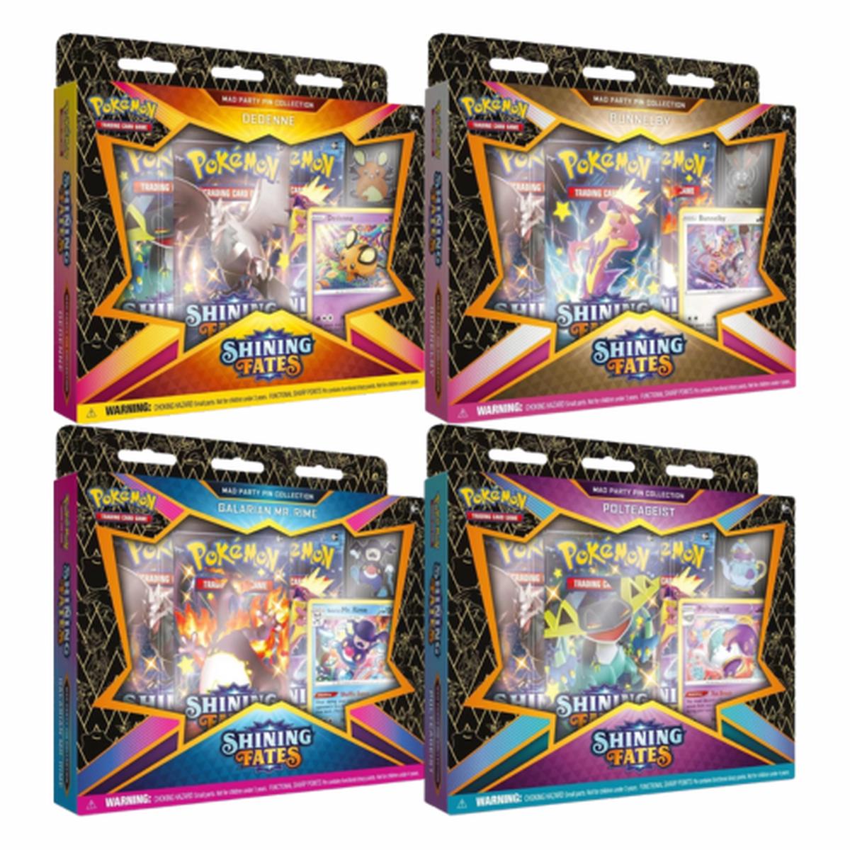 Pokemon TCG Shining Fates Mad Party Pin Collection Box (Set of 4)