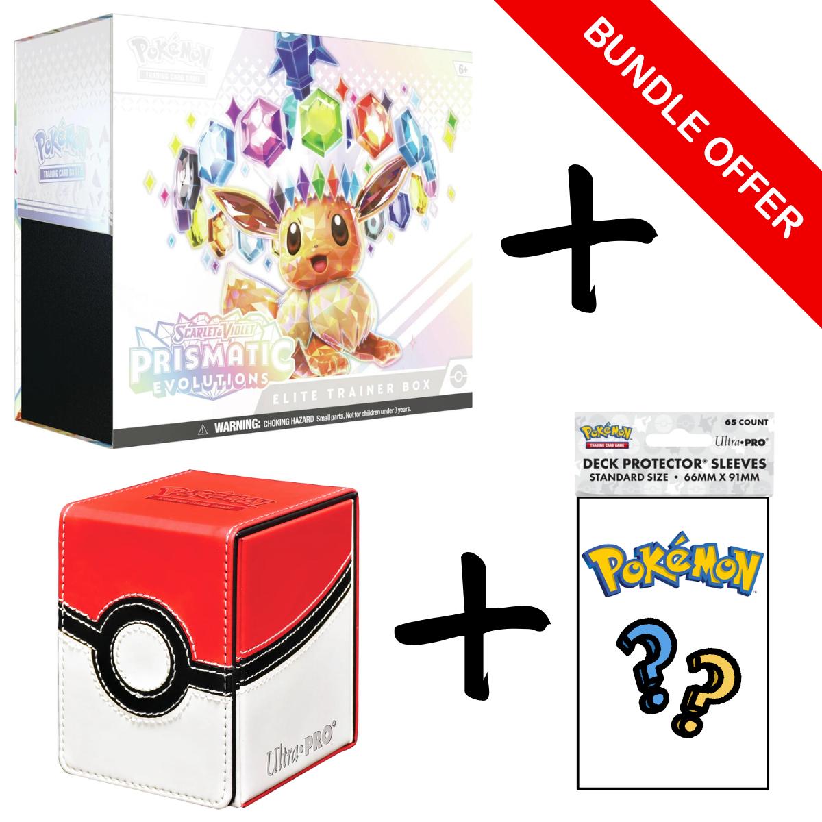 Pokmon TCG: Prismatic Evolutions Elite Trainer Box with Poke Ball Alcove Storage Box & Pack of Ultra Pro Pokemon Sleeves (65 Count)