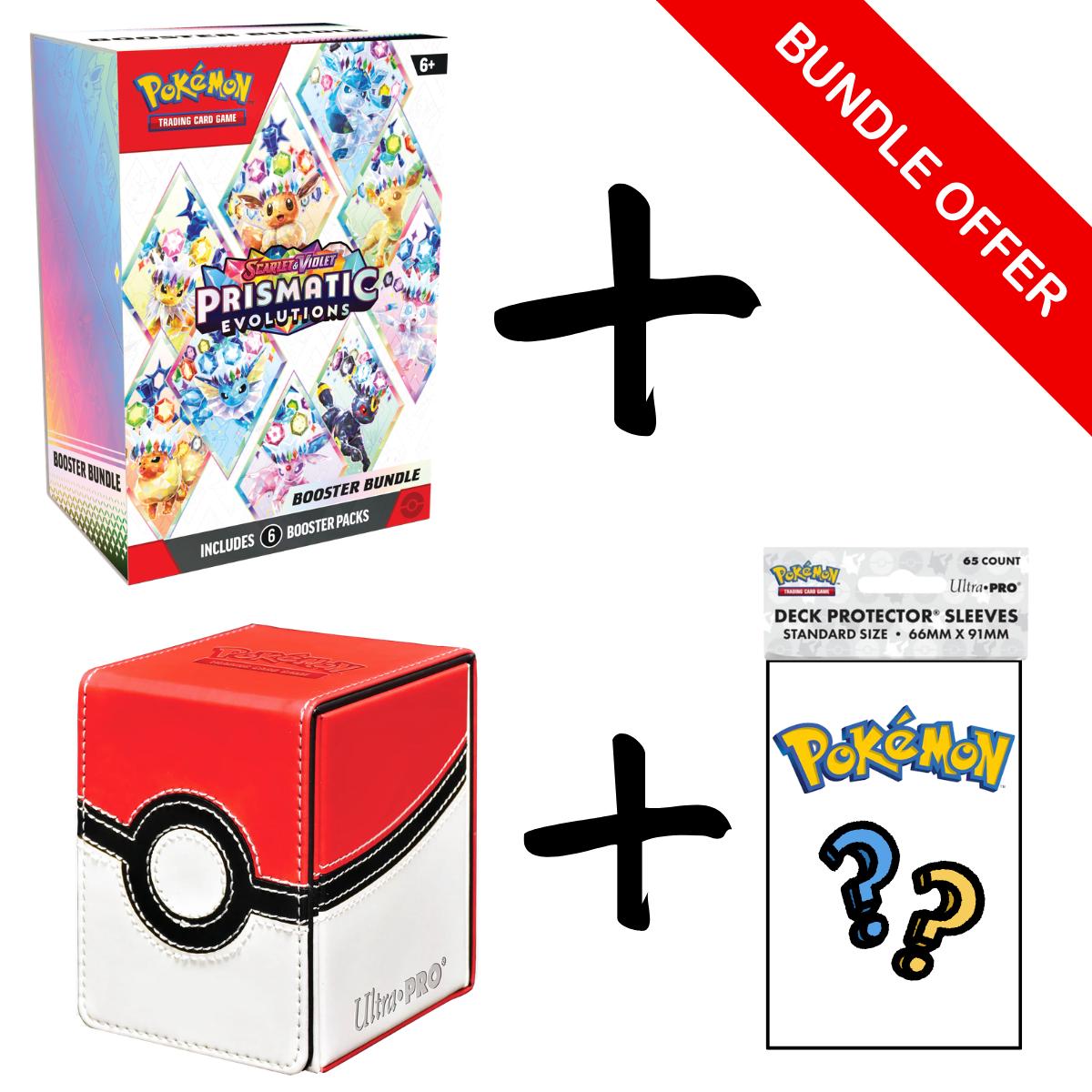 Pokmon TCG: Prismatic Evolutions Booster Bundle with Poke Ball Alcove Storage Box & Pack of Ultra Pro Pokemon Sleeves (65 Count)