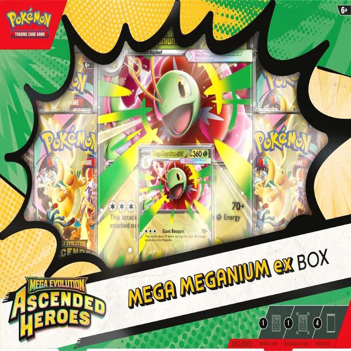 Pokmon TCG: Mega Evolutions Ascended Heroes Mega Meganium Box-CARDBOARD BOX DAMAGE (CARDS MINTY)