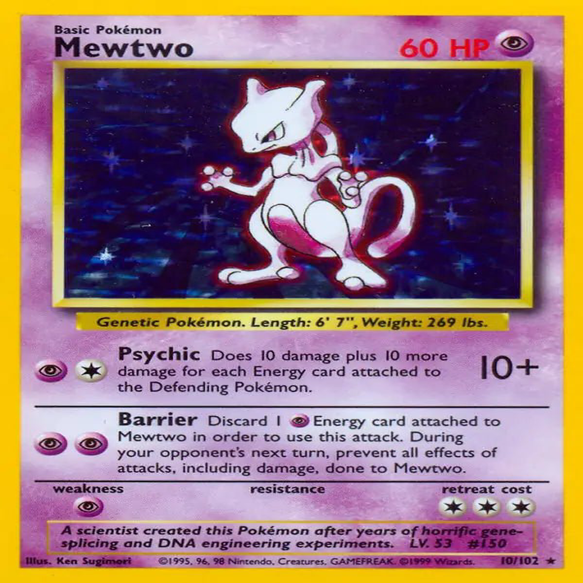 (10/102) Mewtwo Holo - Base Set Unlimited