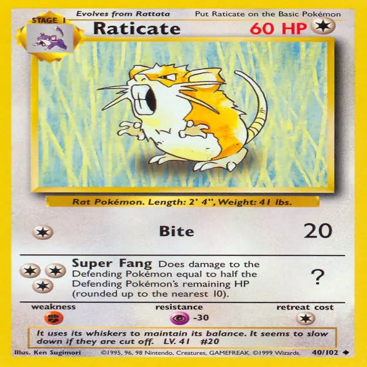 (40/102) Raticate - Base Set Unlimited