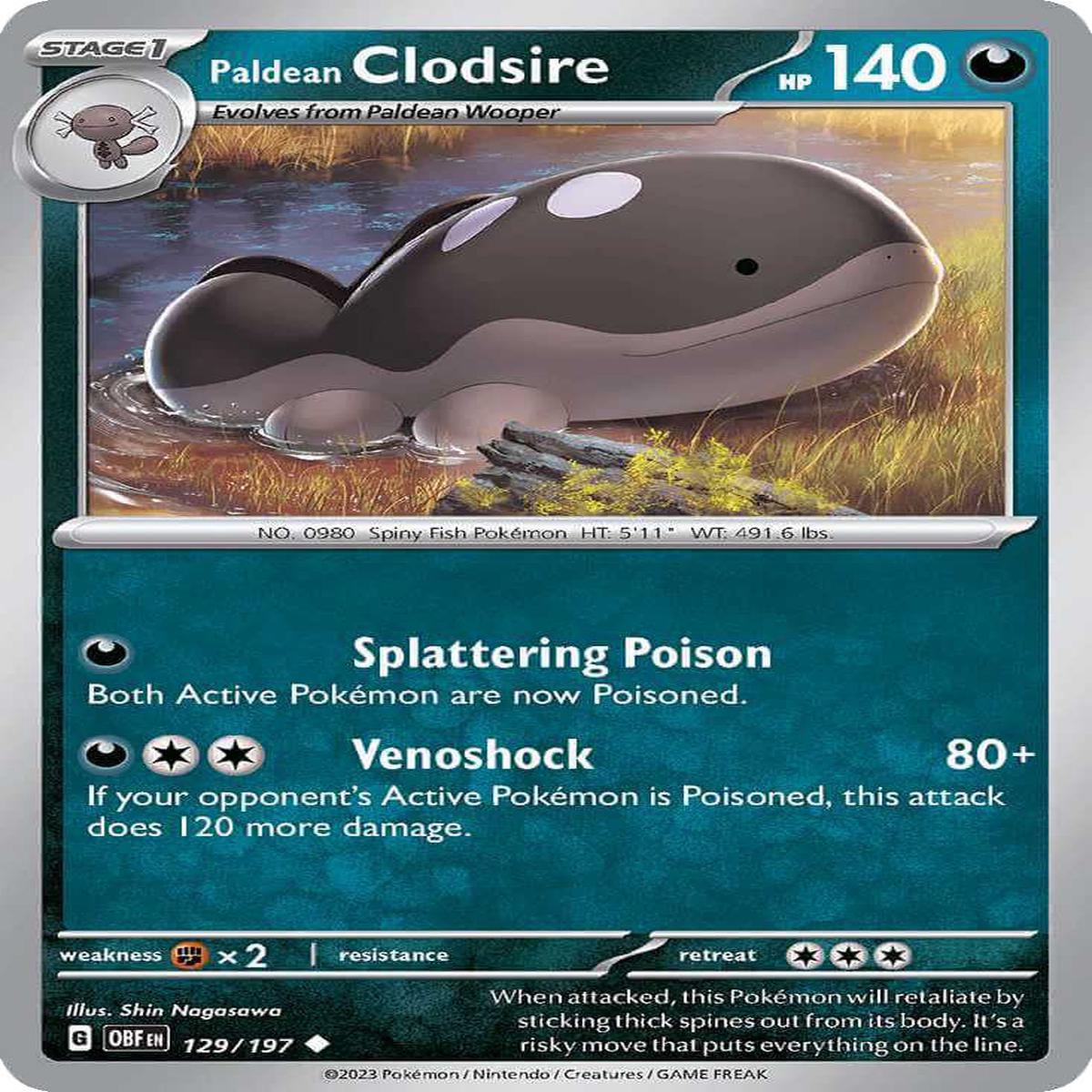 (129/197) Paldean Clodsire - Obsidian Flames