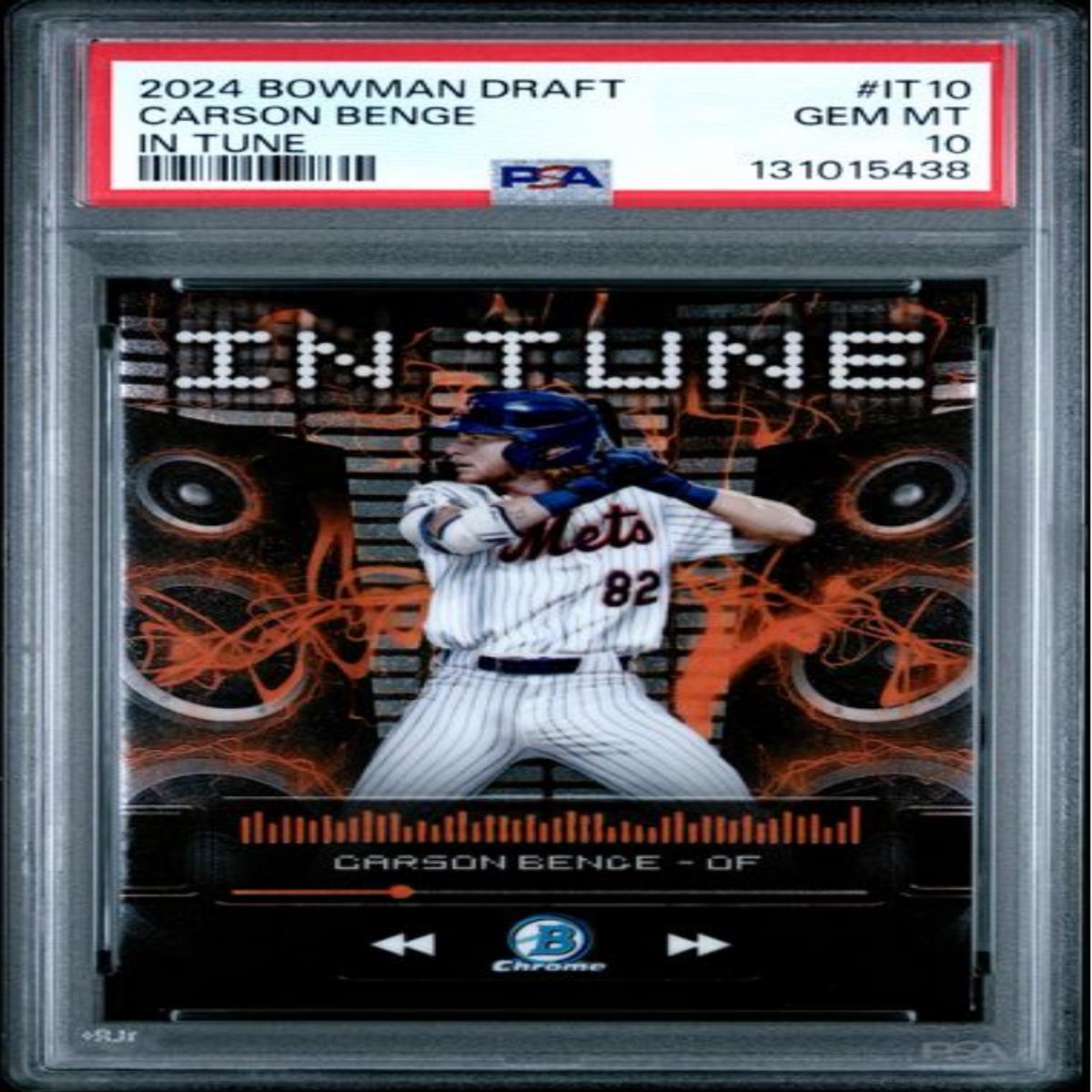 Graded 2024 Topps Bowman Draft Carson Benge #IT10 In Tune Rookie RC Baseball Card PSA 10 Gem Mint